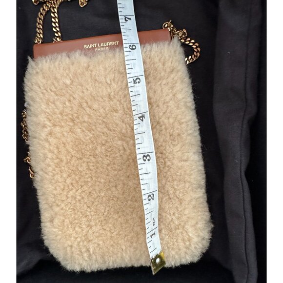 Saint Laurent Mini Shearling Crossbody Bag w Chain Strap - Picture 9 of 9
